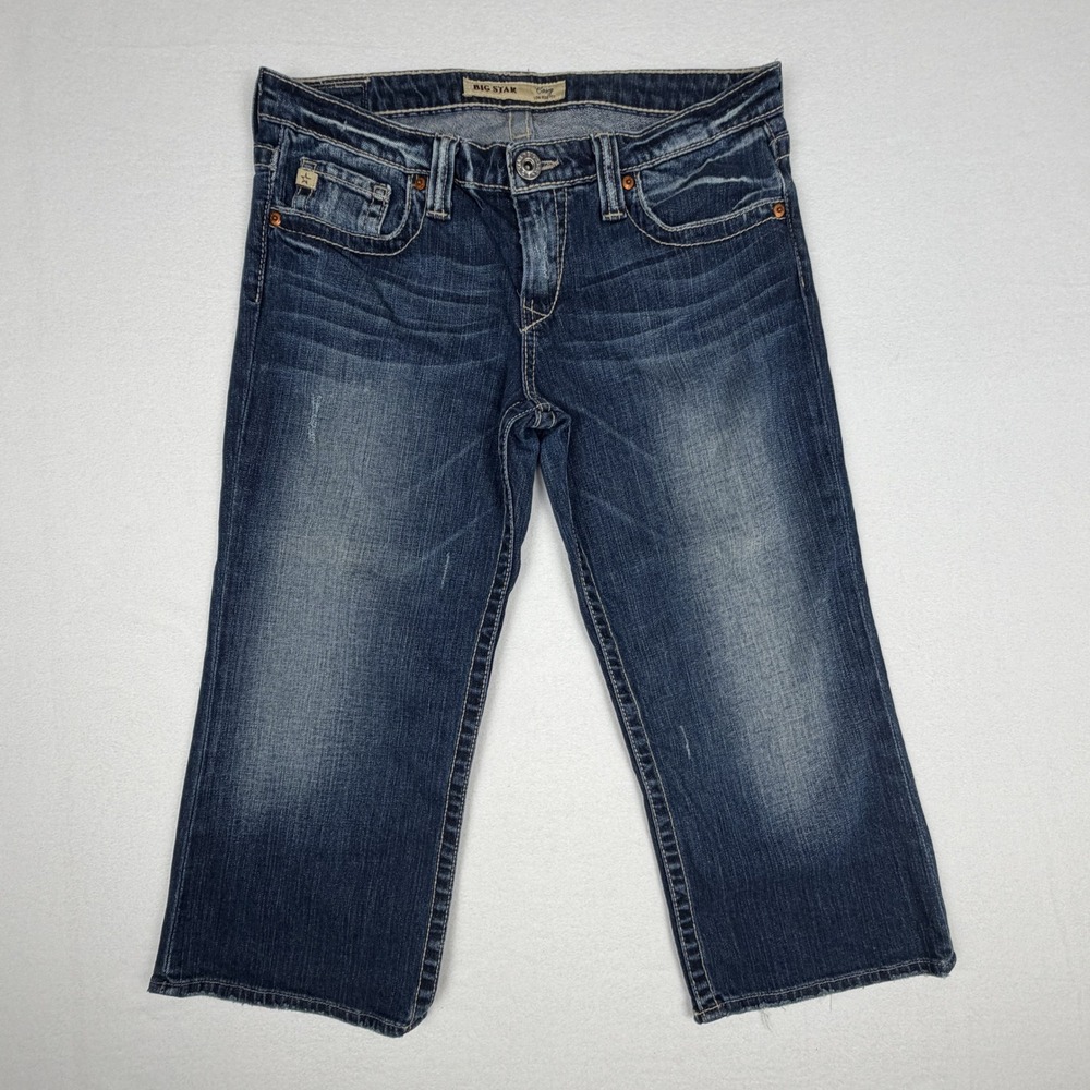 Big Star Casey Low Rise Denim Capris Dark Wash Embroidered Size 31